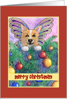 merry christmas, paper card, dog, card