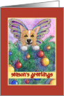 season’s greetings, paper card, dog, card