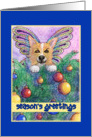season’s greetings, paper card, dog, card