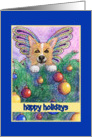 happy holidays, paper card, dog, card