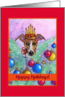 happy holidays, paper card, dog, card