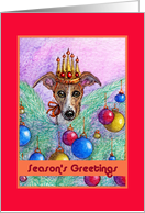 season’s greetings, paper card, dog, card