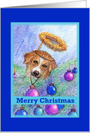 season’s greetings, paper card, dog, card