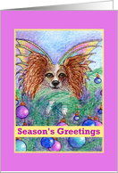 season’s greetings, paper card, dog, card