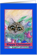 happy christmas, paper card, cat, card