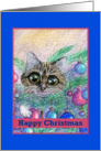 happy christmas, paper card, cat, card