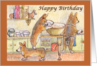 birthday card, corgi, dog, card