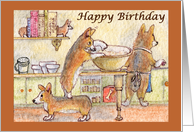 birthday card, corgi...