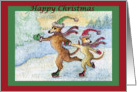 business christmas card, Ice skating whippets card