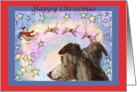 happy christmas card, paper card, whippet, card