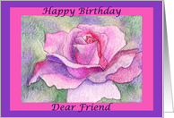 happy birthday, rose, friend, card