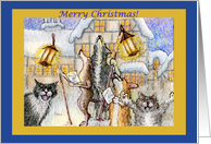 Merry Christmas, dogs and cats, card