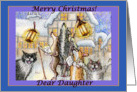 season’s greetings, dogs and cats, singing carols, daughter, card