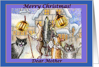 merry christmas, dogs and cats, singing carols, mother, card