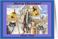 merry christmas, dogs and cats, singing carols, dad, card