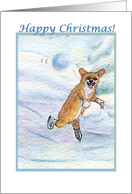 happy christmas, corgi, dog, snowballs, card