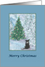 merry christmas, Border Collie, Christmas tree, card