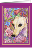 blank card, whippet, floral, card