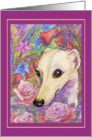 blank card, whippet, floral, card