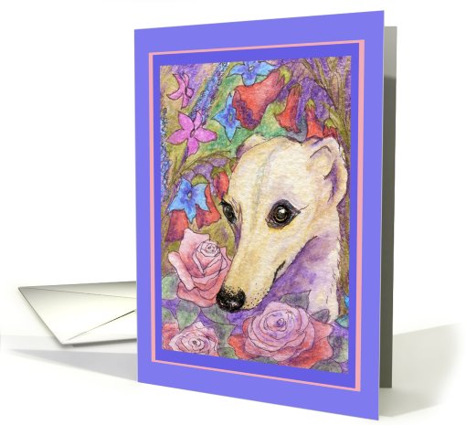 blank card, whippet, floral, card (558453)