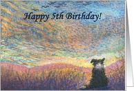 birthday card, border collie, dog, 5, card