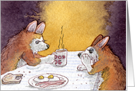 blank card, corgi, dog, hangover, card