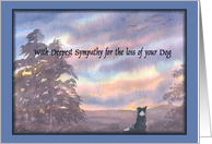 loss of dog, sympathy, dog watching sky, blue border card