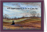 loss of dog, sympathy, dog watching sky, plum border card