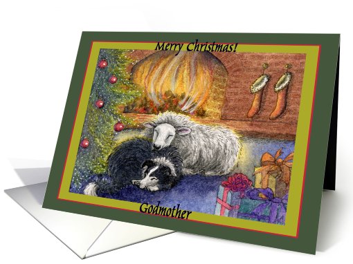 merry christmas godmother, border collie dog, sheep, fire,... (644526)