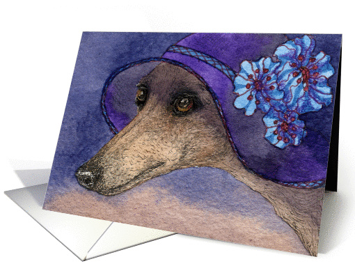 blank card, whippet, dog in hat card (656871)