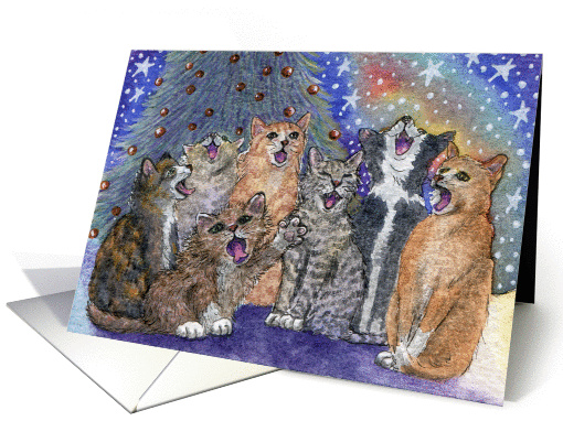 blank card, cats, singing, card (667876)