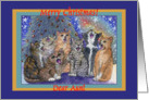 merry christmas aunt, cats, singing, card