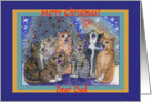 merry christmas dad, cats, singing, card