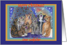 merry christmas godfather, cats, singing, card