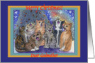 merry christmas godmother, cats, singing, card