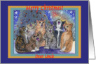 merry christmas uncle, cats, singing, card