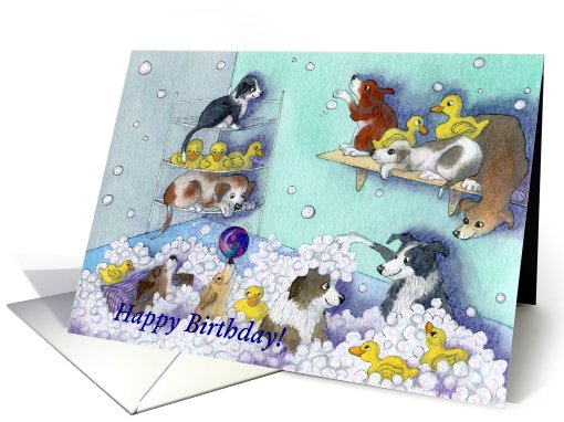 HappyB irthday, puppies, bubble bath card (675160)