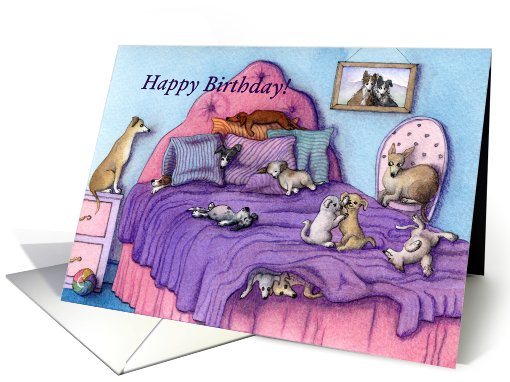 puppies, dog, happy birthday, card (675715)