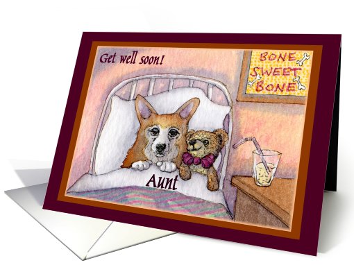corgi, get well soon, dog, teddy bear, aunt, card (748605)