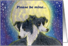 Border Collie, dog, moon, please be mine, valentine, card