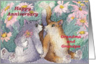 Cats, flowers, Happy Anniversary, Grandma and Grandpa, card