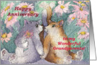 Cats, flowers, Happy Anniversary, to my wonderful grandparents. card