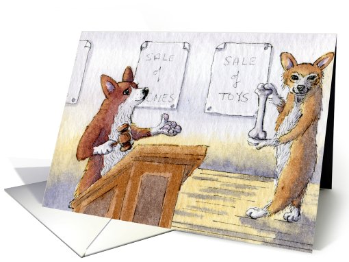 dog, corgi, auctioneer, blank card, card (764299)