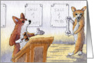 dog, corgi, auctioneer, blank card, card