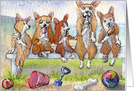 dog, corgi, icecream, blank card, card