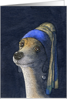 dog, whippet, greyhound, girl with a pearl earring, blank card, card