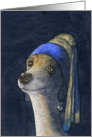 dog, whippet, greyhound, girl with a pearl earring, blank card, card