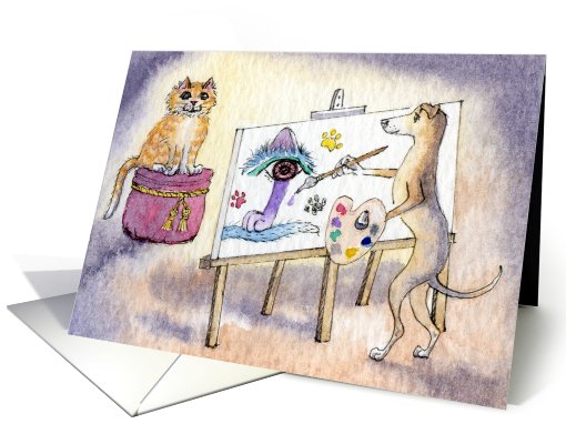 dog, whippet, greyhound artist, blank card, card (764308)
