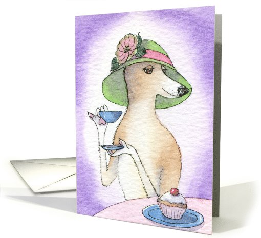 dog, whippet, greyhound, afternoon tea, blank card, card (764310)