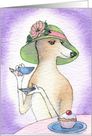 dog, whippet, greyhound, afternoon tea, blank card, card